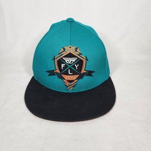 Fly Racing Hat Flat Bill Snapback Cap Embroidered Logo Teal Green Black Moto BMX